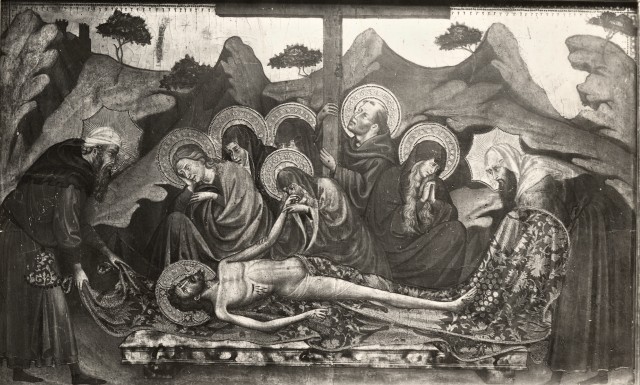 Bulloz — Maestro di Barga - sec. XV - Compianto sul Cristo morto con san Francesco d'Assisi — insieme